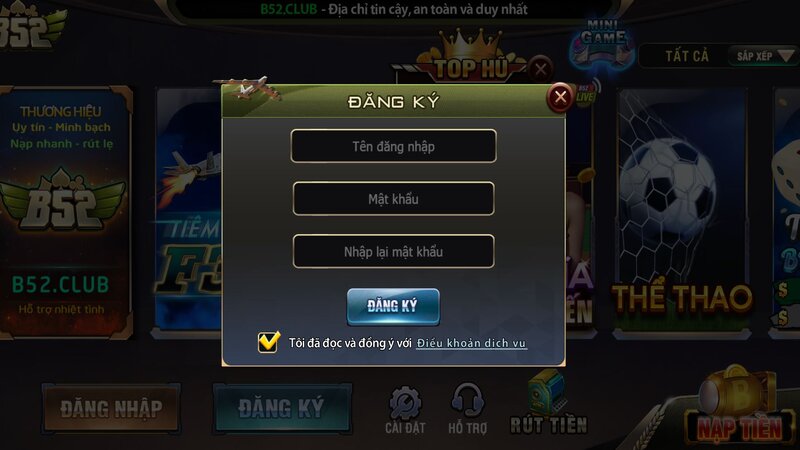 Hướng dẫn đăng ký B52CLUB chi tiết