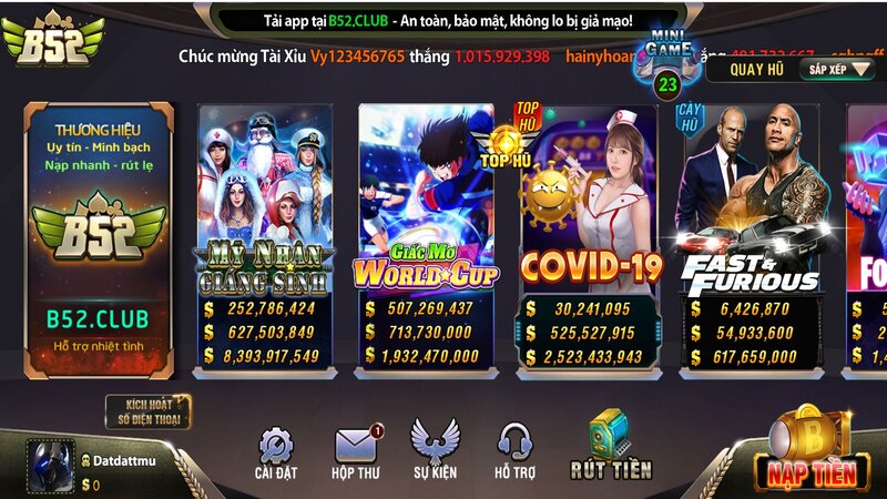 Kho nổ hũ đồ sộ của B52CLUB